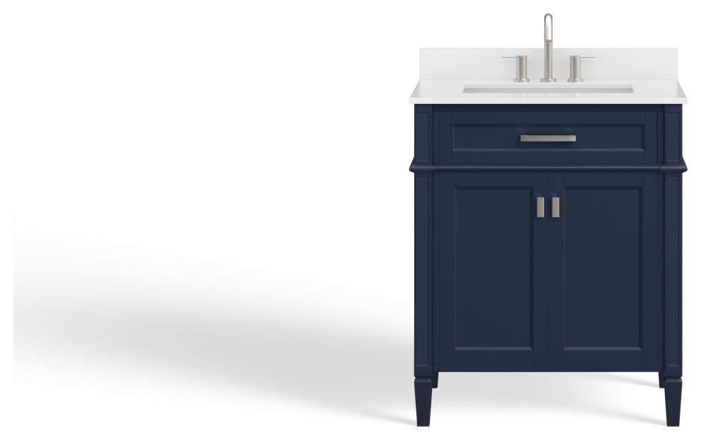 The Drew Bathroom Vanity, Navy Blue, 30", Single Sink, Freestanding