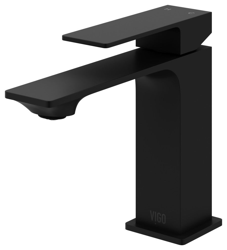VIGO Dunn 6" H Single Handle Single Hole Bathroom Faucet, Matte Black, Without Extras