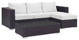 Convene 3-Piece Outdoor Wicker Rattan Sofa Set, Espresso White