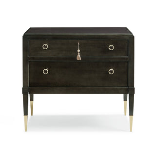 Good Evening, Charcoal 2-Drawer Nightstand With Gold Ferrules