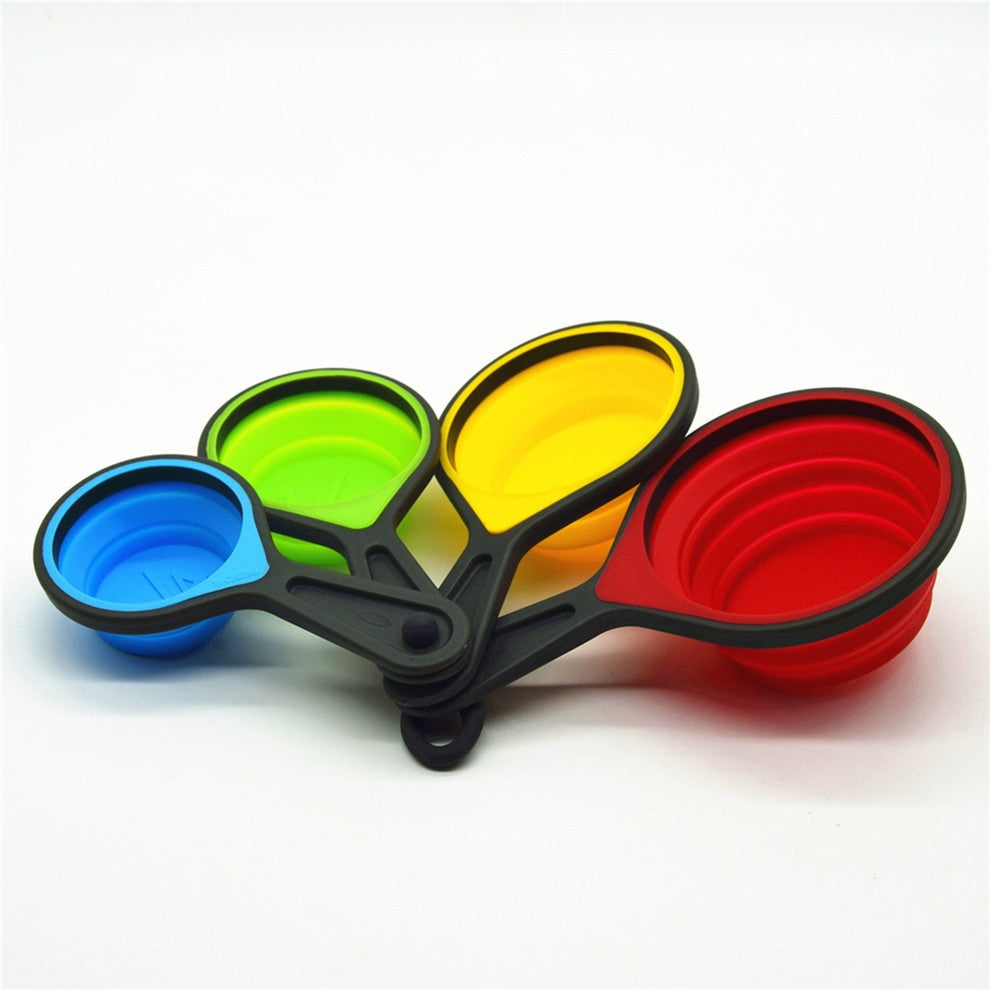 Anroco 8 Piece Silicone Measuring Cups and Spoons Portable Collapsible Set