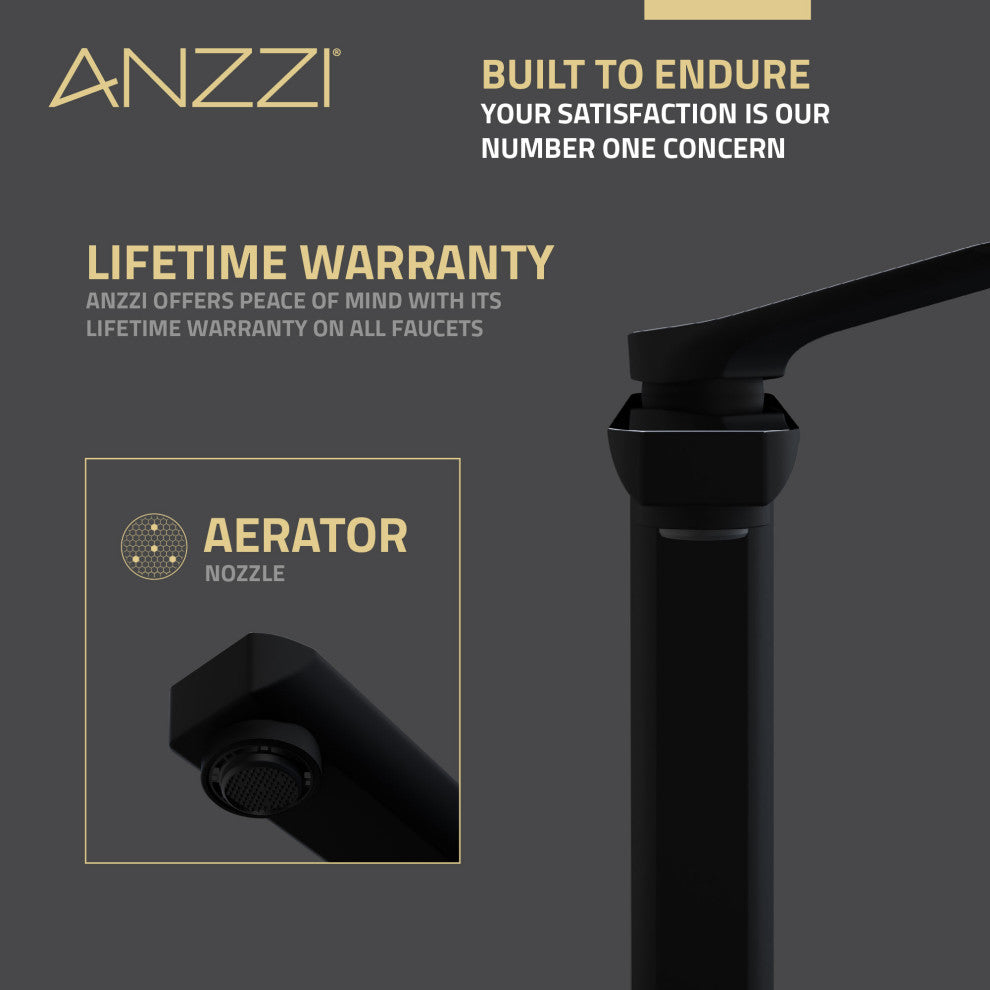 1-Handle Bathroom Vessel Sink Faucet, Matte Black and Chrome