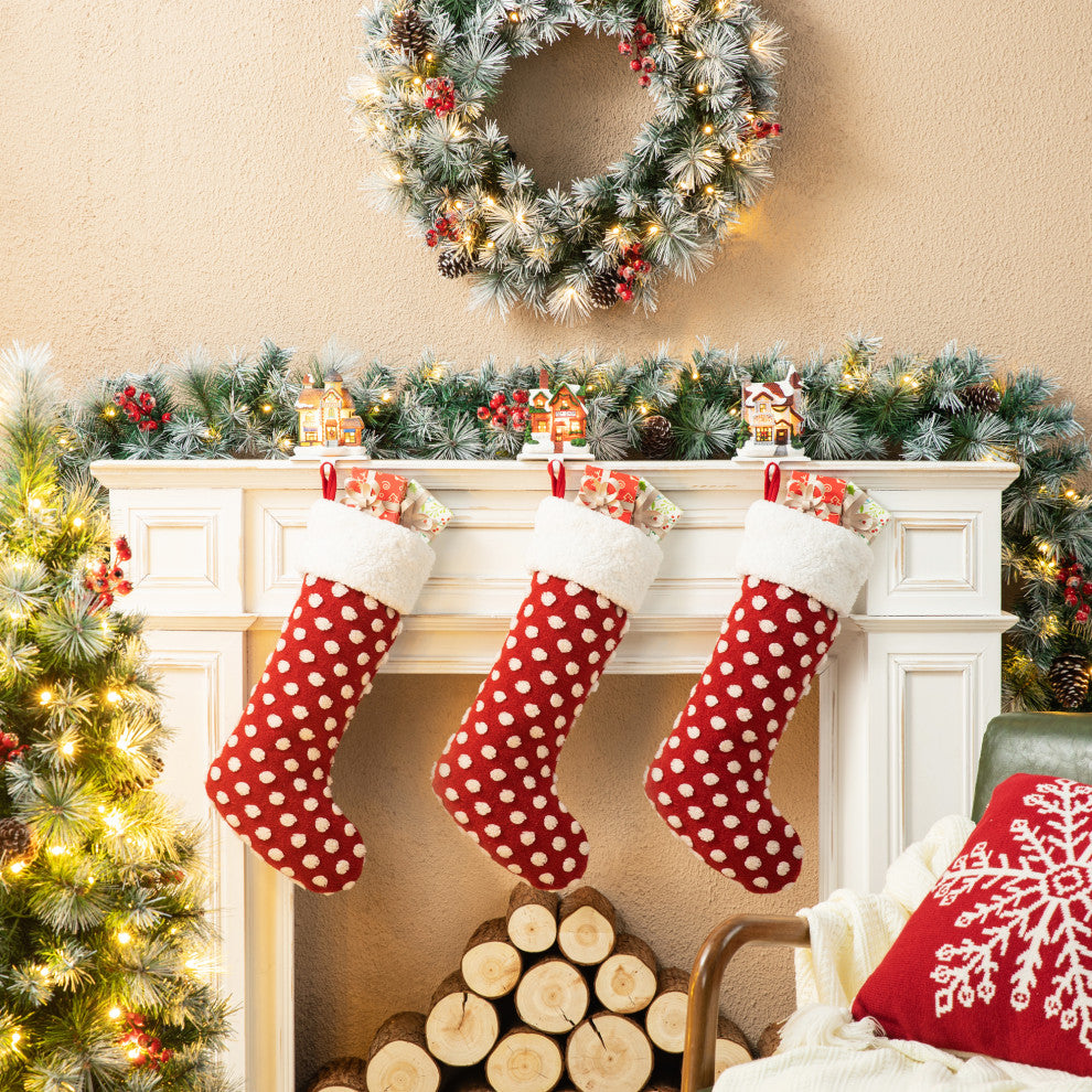 3-Piece Set Lighted Resin House Stocking Holder