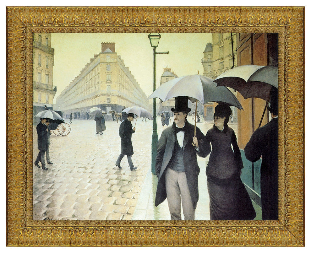 "Rue De Paris Wet Weather 1877" Stretched Canvas Replica, 17"x15"