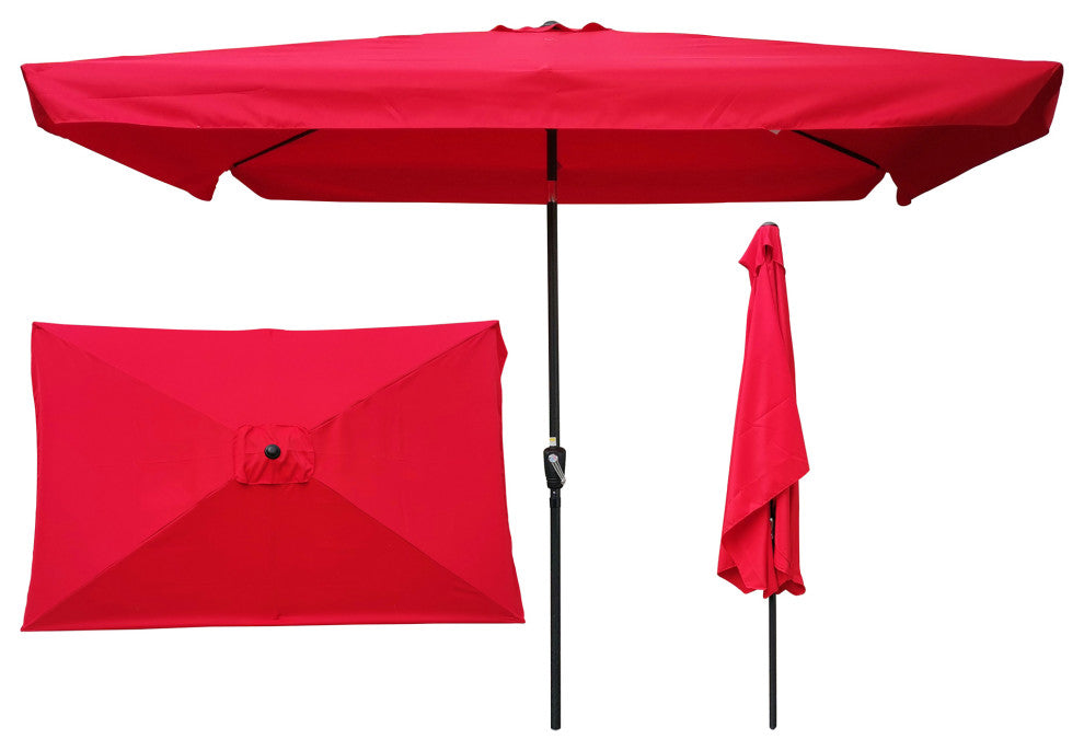 10x7' Outdoor Patio Market Umbrella With Push Button Tilt and Crank, Red