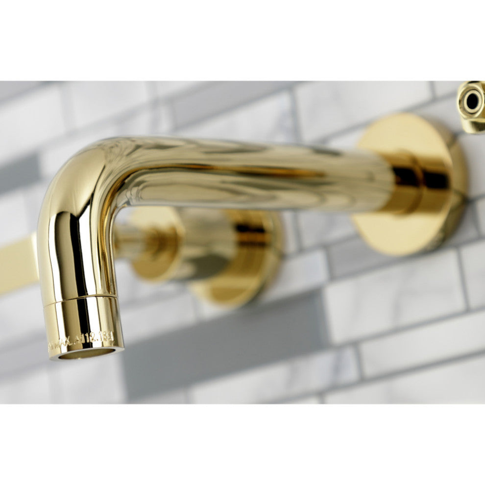 Kingston Brass KS8122KL Two-Handle Wall Mount Bathroom Faucet, Polished Brass