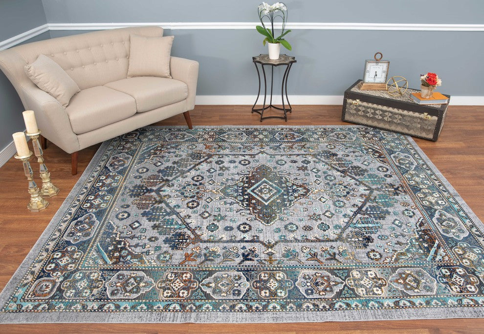 Noori Rug High-low Harriette Silver/Blue Rug