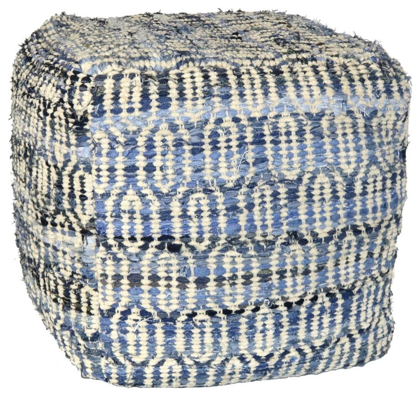 Blue Bohemian Square Pouf