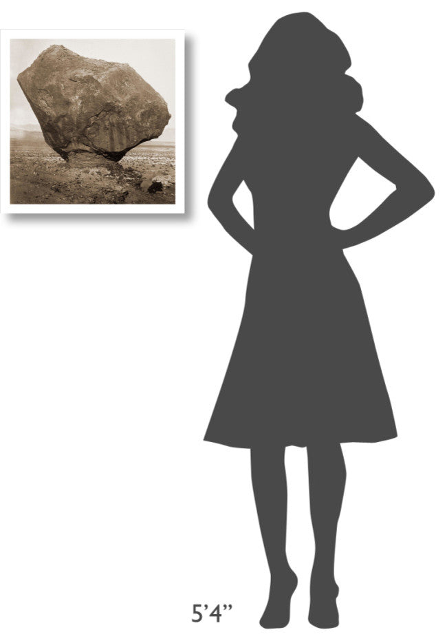 "Perched Rock, Rocker Creek, Arizona, with sitting man, 1872" Paper Art, 20"x20"