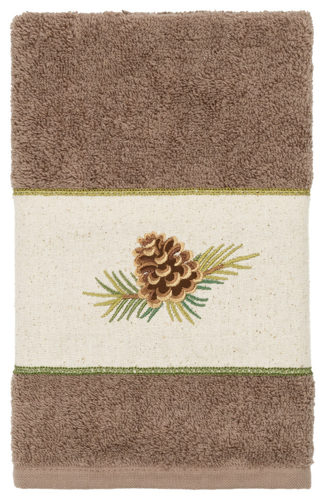 Linum Home Textiles Turkish Cotton Pierre Embellished Hand Towel, Latte
