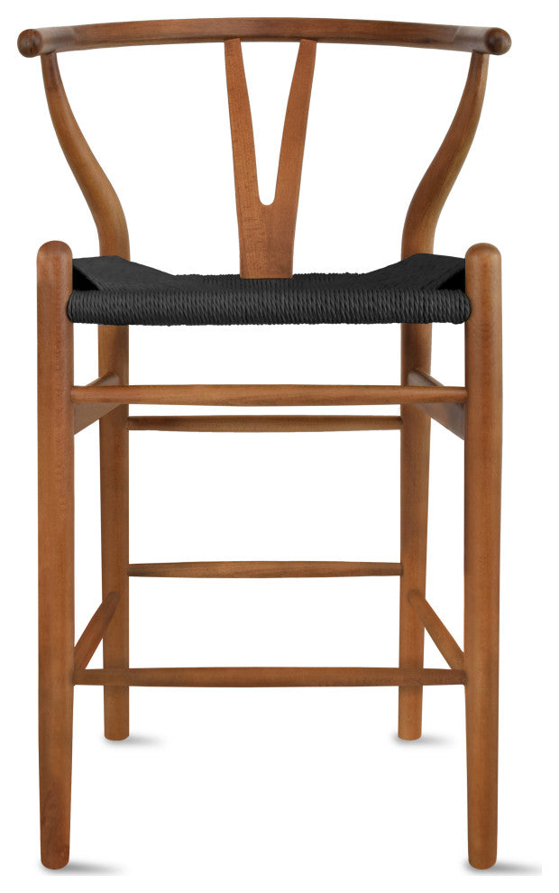 Solid Wood Natural Counter Height with Y Back Woven Black Seat Fully Assembled, Espresso