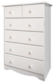 100% Solid Wood 4+2 or 6-Drawer Chest, White