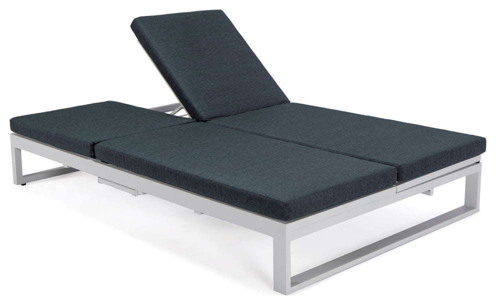 LeisureMod CLW-82BL Chelsea Convertible Lounge Reclining Double Chaise Cushions