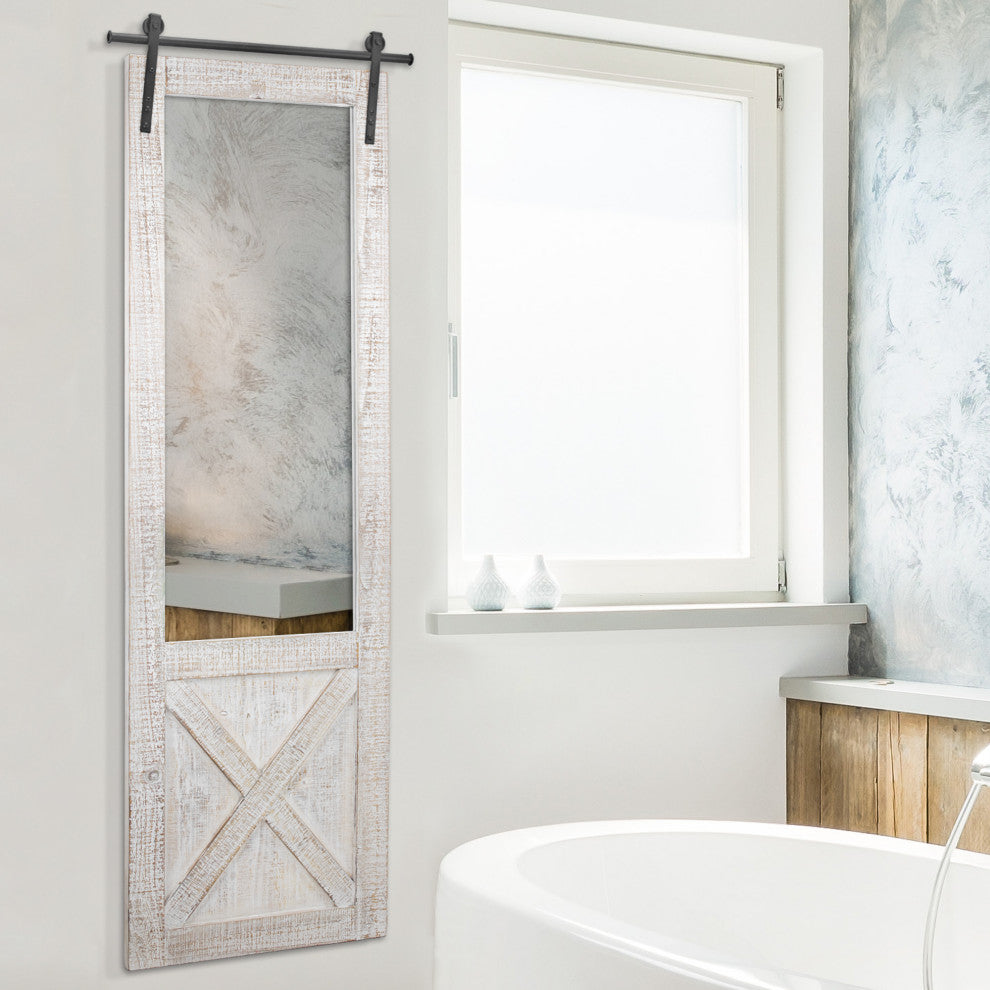 Wood Hanging Barn Door Wall Mirror