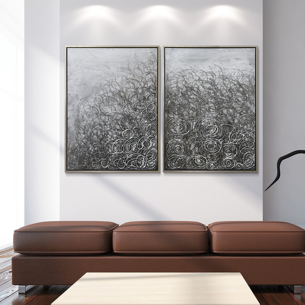 Circular Logic Abstract Wall Art Textured Metallic Hand Painted Framed Canvas