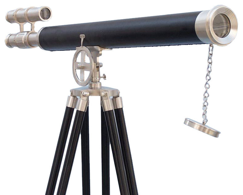 Floor Standing Brushed Nickel With Leather Griffith Astro Telescope 65''''