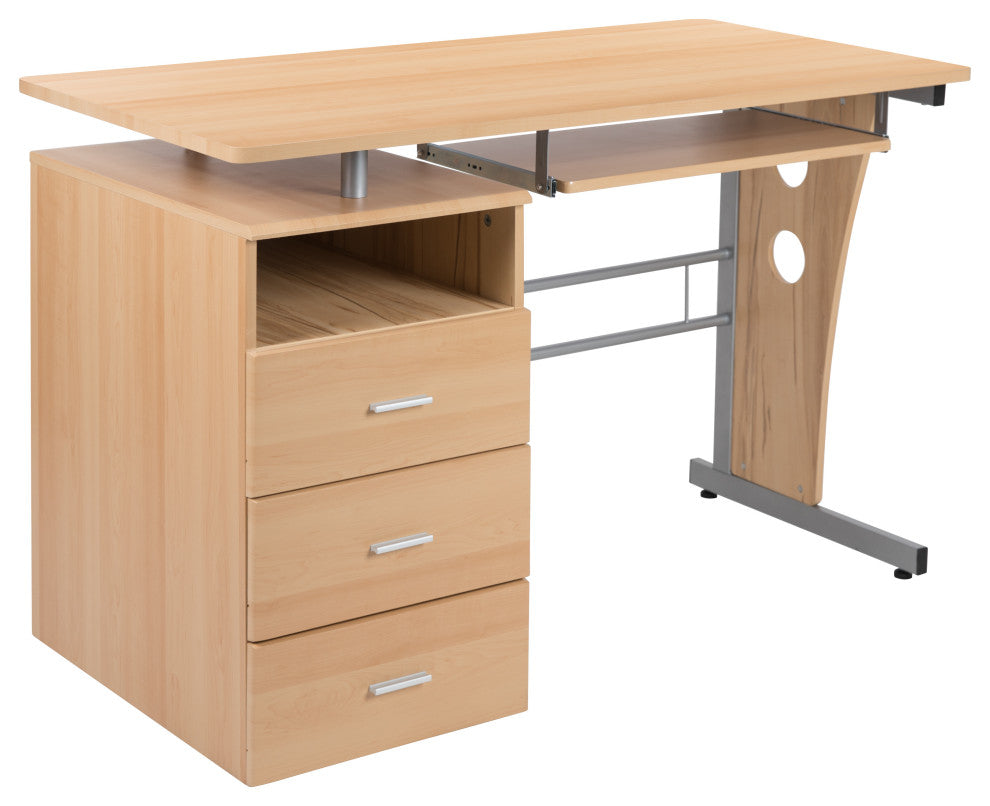 Maple 3 Drawer Pedestal Desk