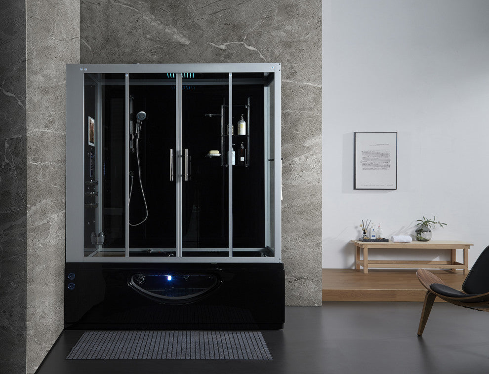 Platinum Catania Steam Shower, Massage Bathtub Whirlpool Hot Tub Sauna, White, B
