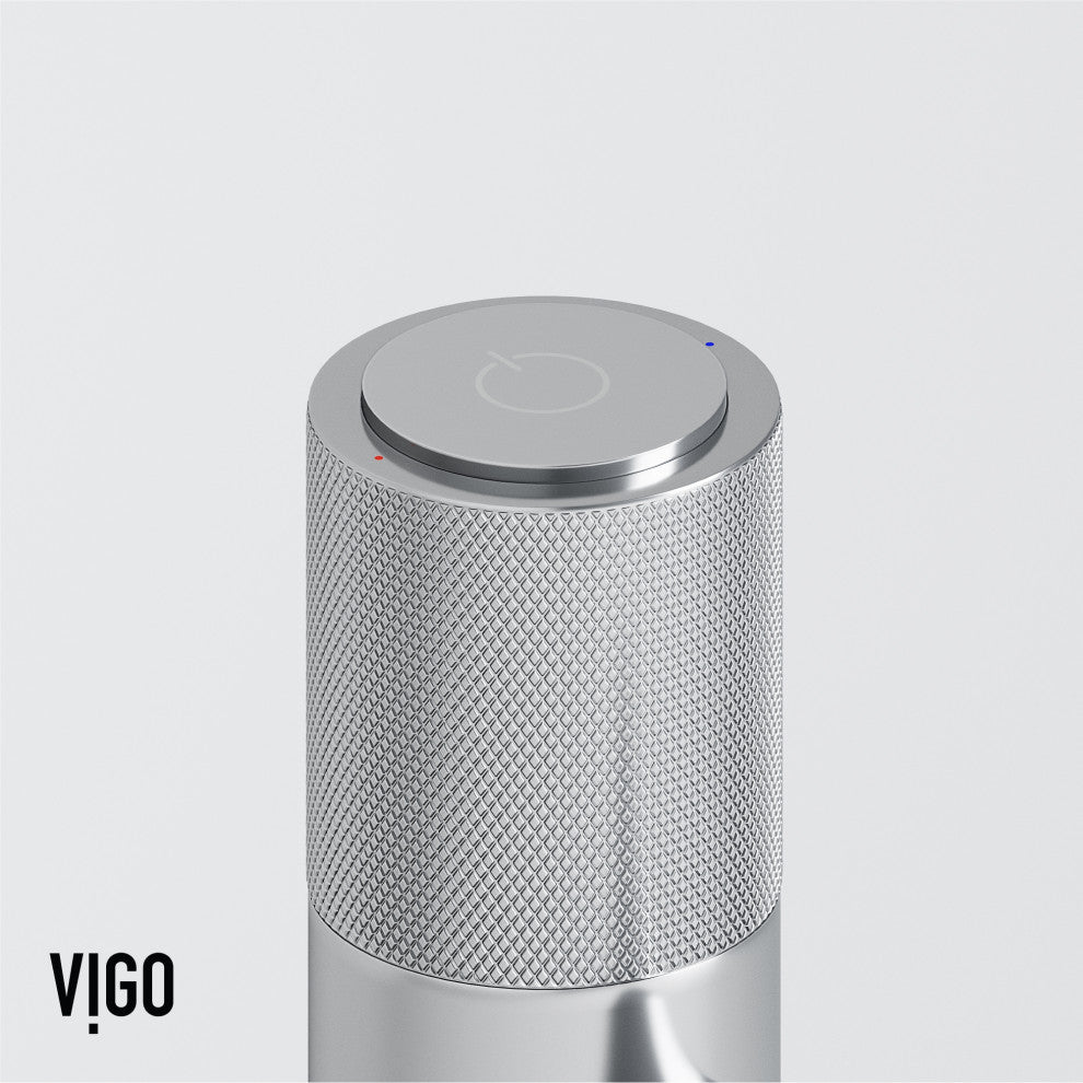 VIGO Apollo 8" H Button Operated Single Hole Bathroom Faucet, Chrome, Without Extras