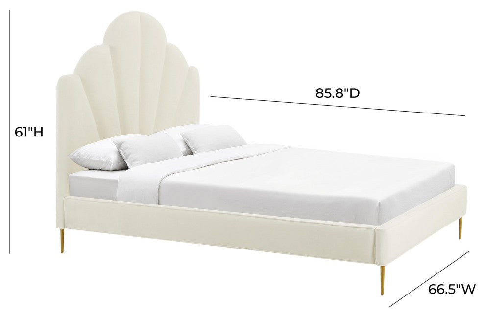 Bianca Cream Velvet Bed in Queen
