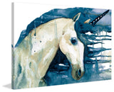 "Blue Unicorn" Painting Print on Wrapped Canvas, 24"x16"