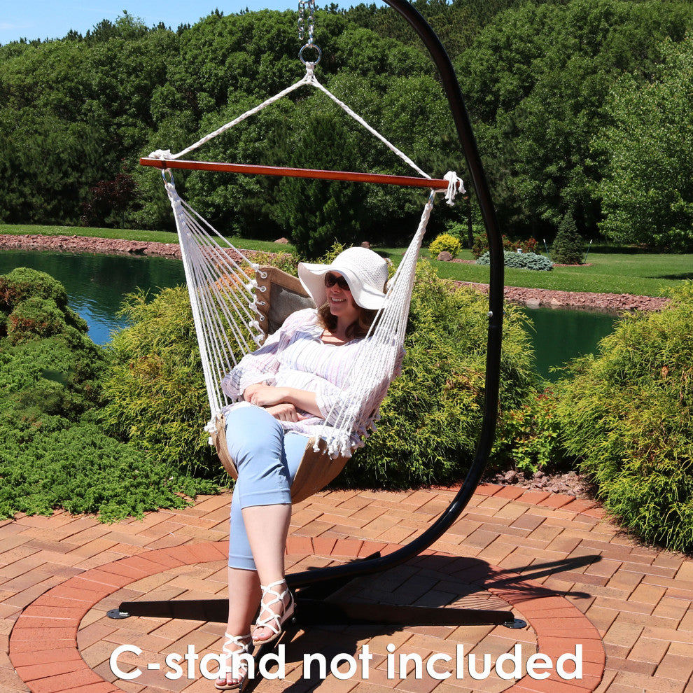 Sunnydaze Tufted Victorian Hanging Hammock Swing, 300 lb. Limit, Gray