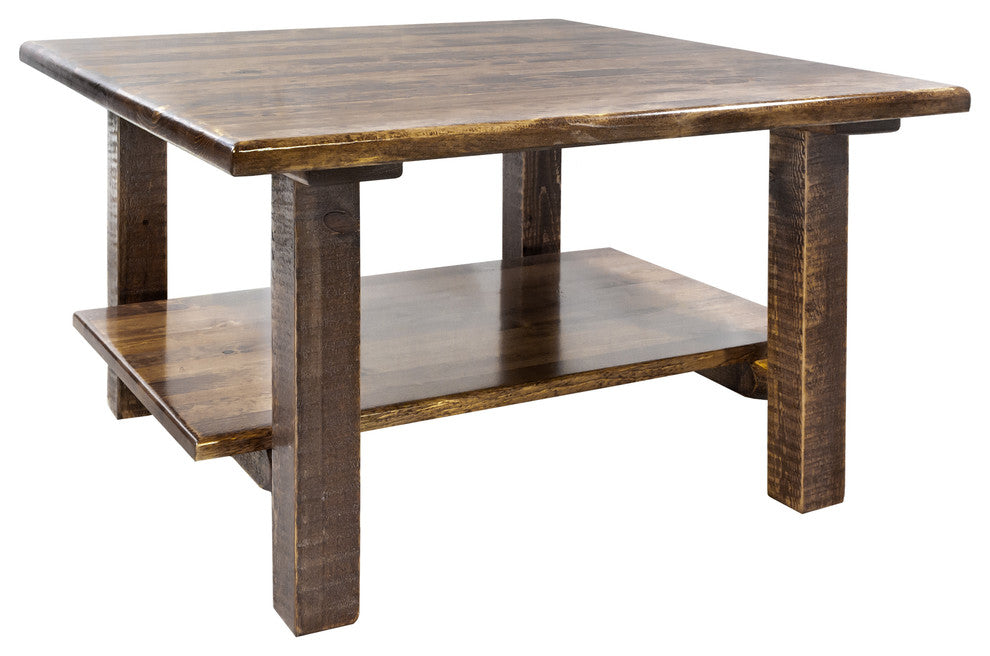 Homestead Collection Cocktail Table With Shelf, Stain and Clear Lacquer Finish