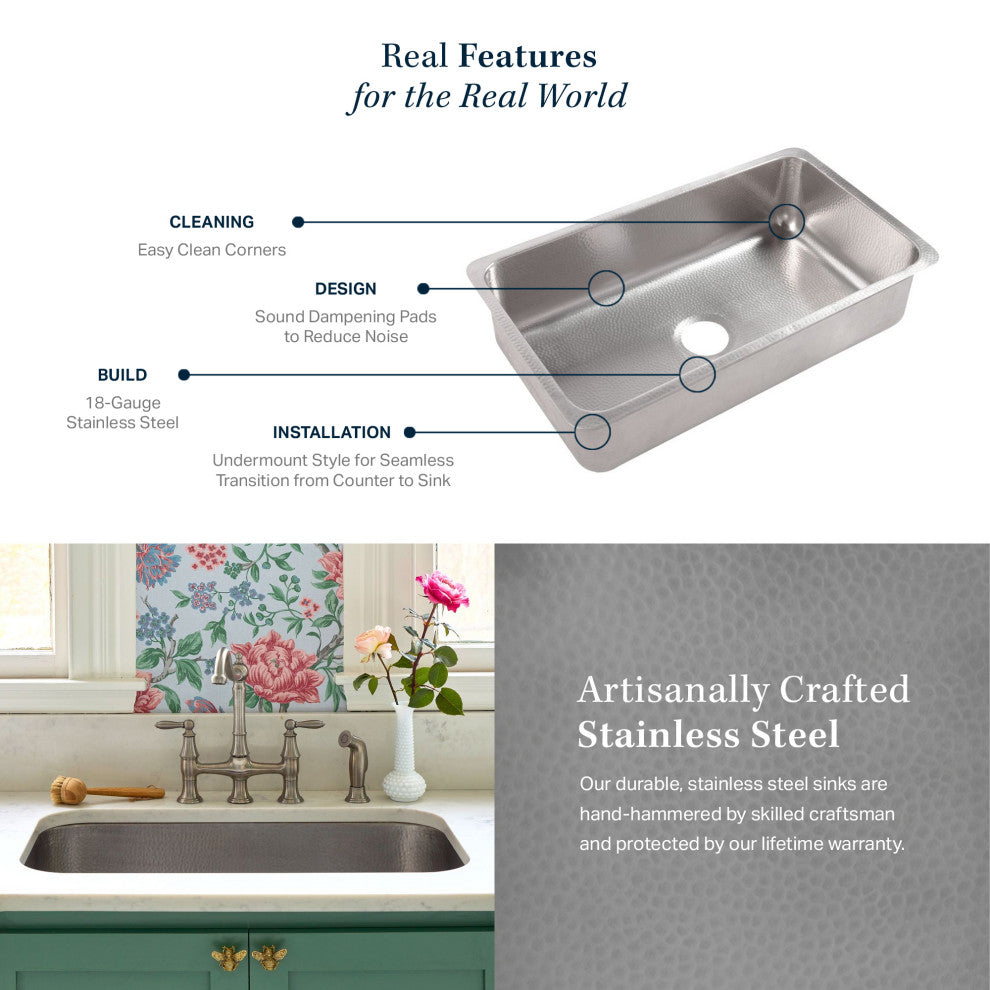 Orwell Stainless Steel 17" Single Bowl Undermount Kitchen Sink, Polished Stainless Steel