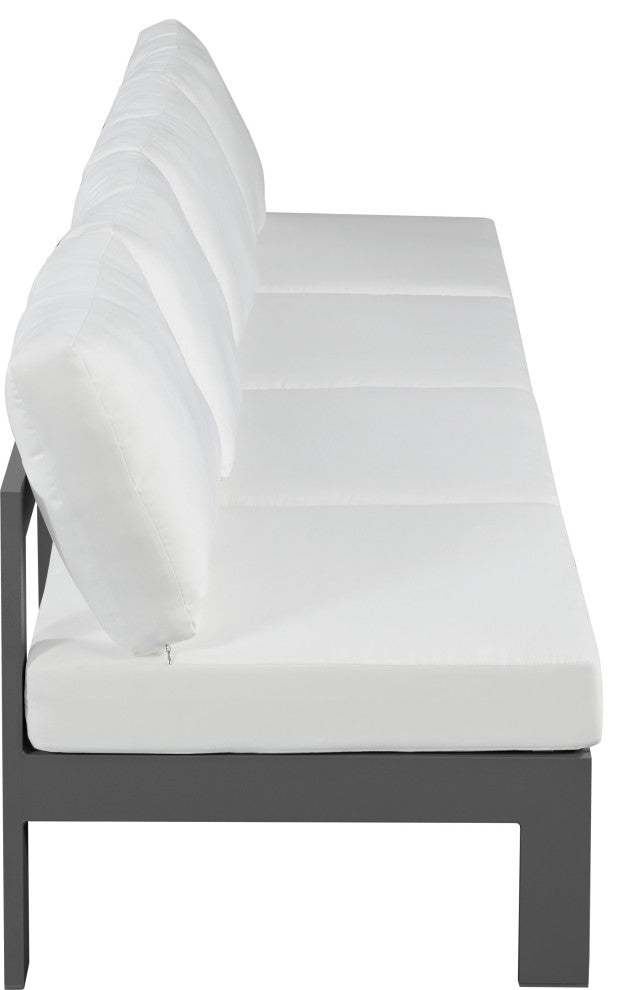 Nizuc Water Resistant Patio Modular Straight Sofa, White, 4-Piece: 4 Armless Chair, Dark Gray Aluminum Frame