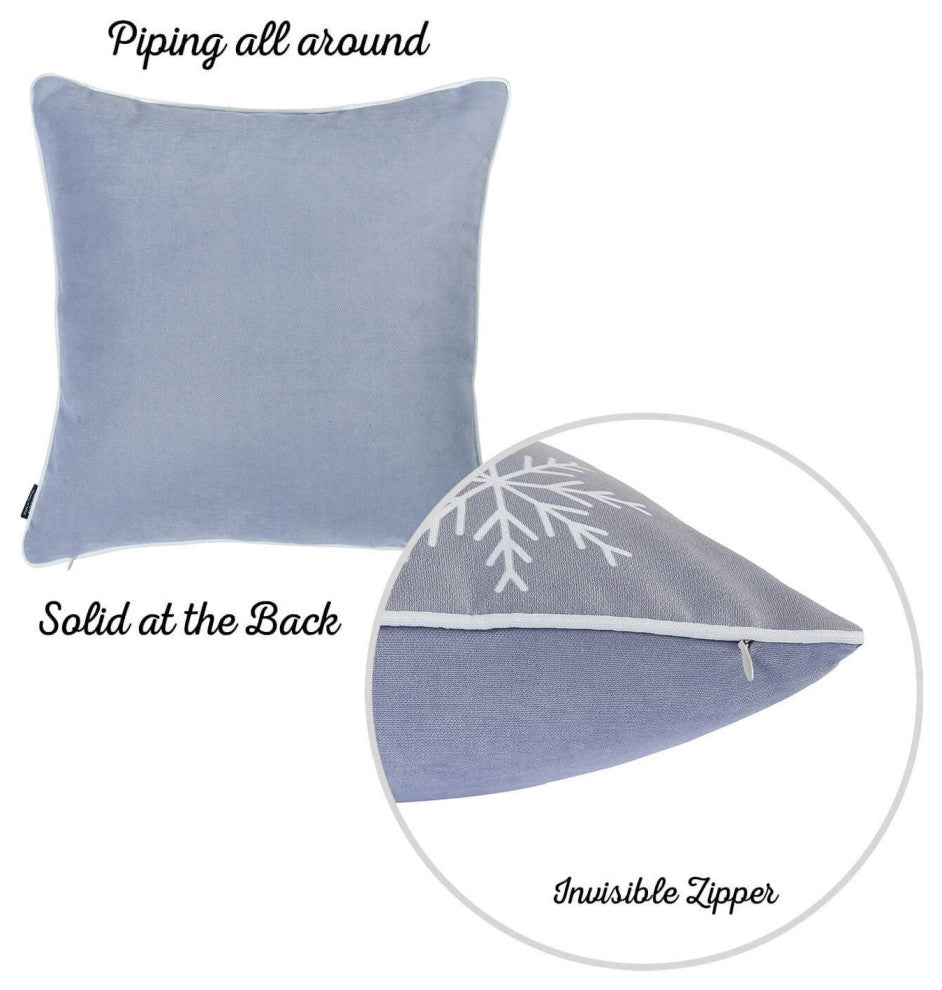 Set of 2 Gray and White Snowflakes Throw Pillows