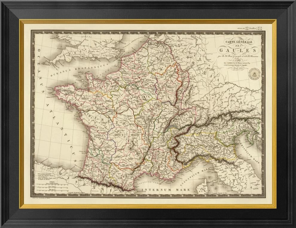 "Carte generale des Gaules, 1821"  by Adrien Hubert Brue, 26x20"