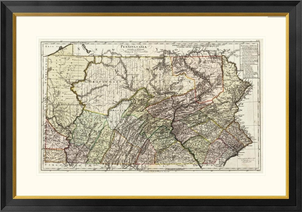 "Pennsylvania, 1797" Framed Digital Print by Daniel Friedrich Sotzmann, 40x28"
