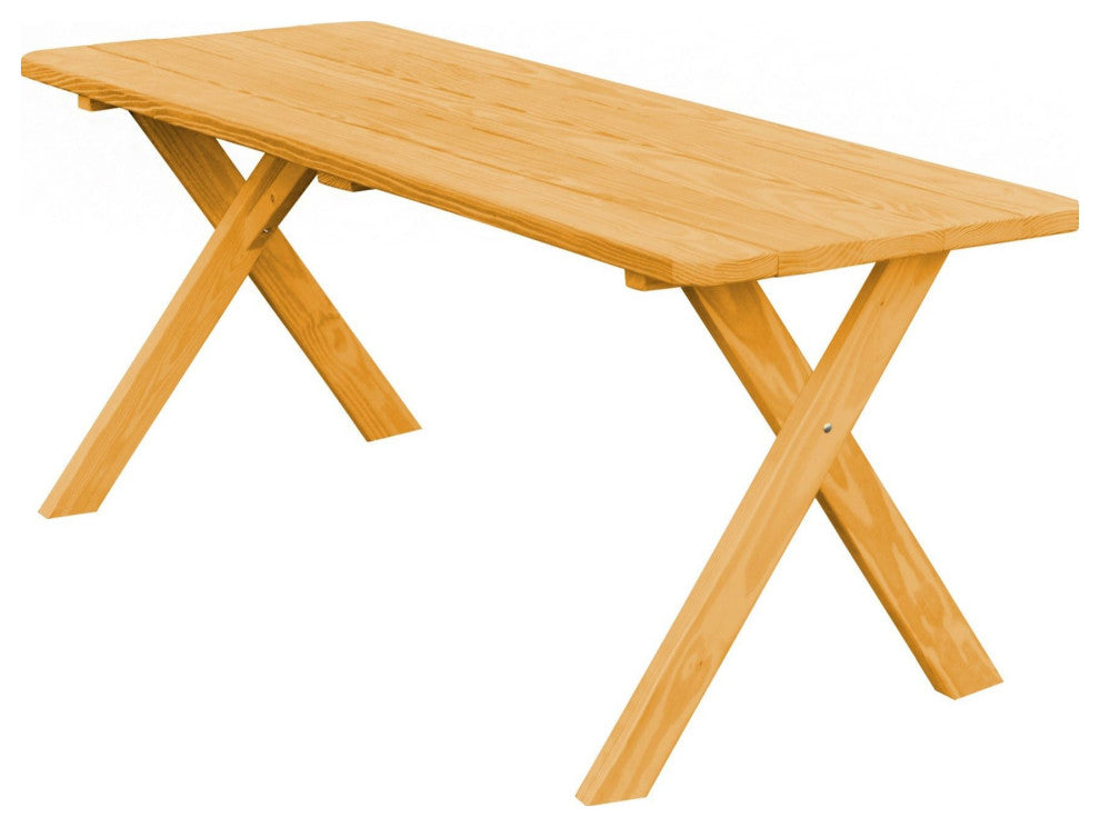 Pine 6' Cross-Leg Table, Natural Stain