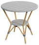 Tobias 30 in. W Outdoor Round Rattan and Metal Bistro Table, Black and White