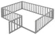 TATEUS Stylish and Versatile Floor Bed for Kids"™Bedroom Fences, Gray, Full