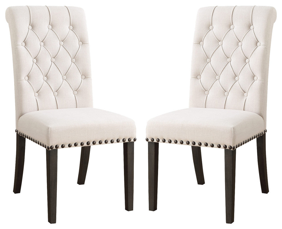 Set Of 2 Dining Chairs, Beige and Black