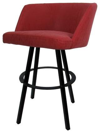 Swivel Metal Bar Stool Joey on Warren Base, Ruby Vinyl Black, 34"