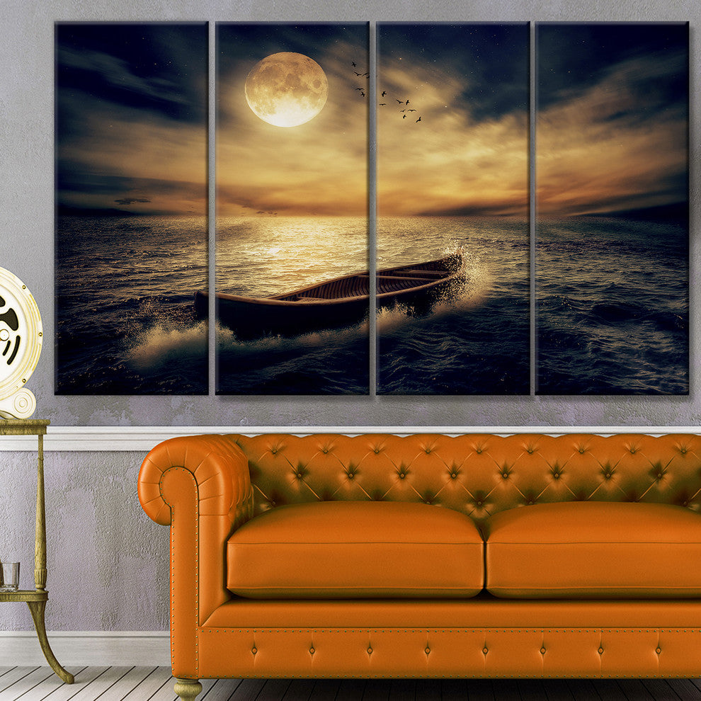 Middle of Ocean after Storm, Floral Canvas Art Print, 48"x28", 4 Panels