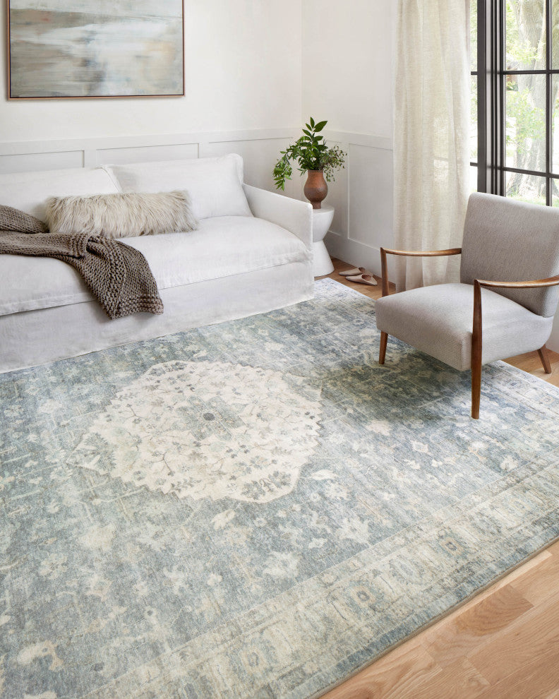 Loloi II Rosette Denim / Fog Plush Area Rug, 5'-0" X 7'-6"
