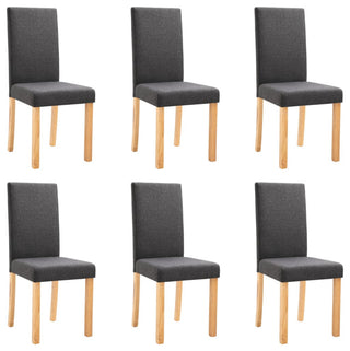 vidaXL Dining Chairs 6 Pcs Side Chair with Solid Wood Legs Dark Gray Fabric