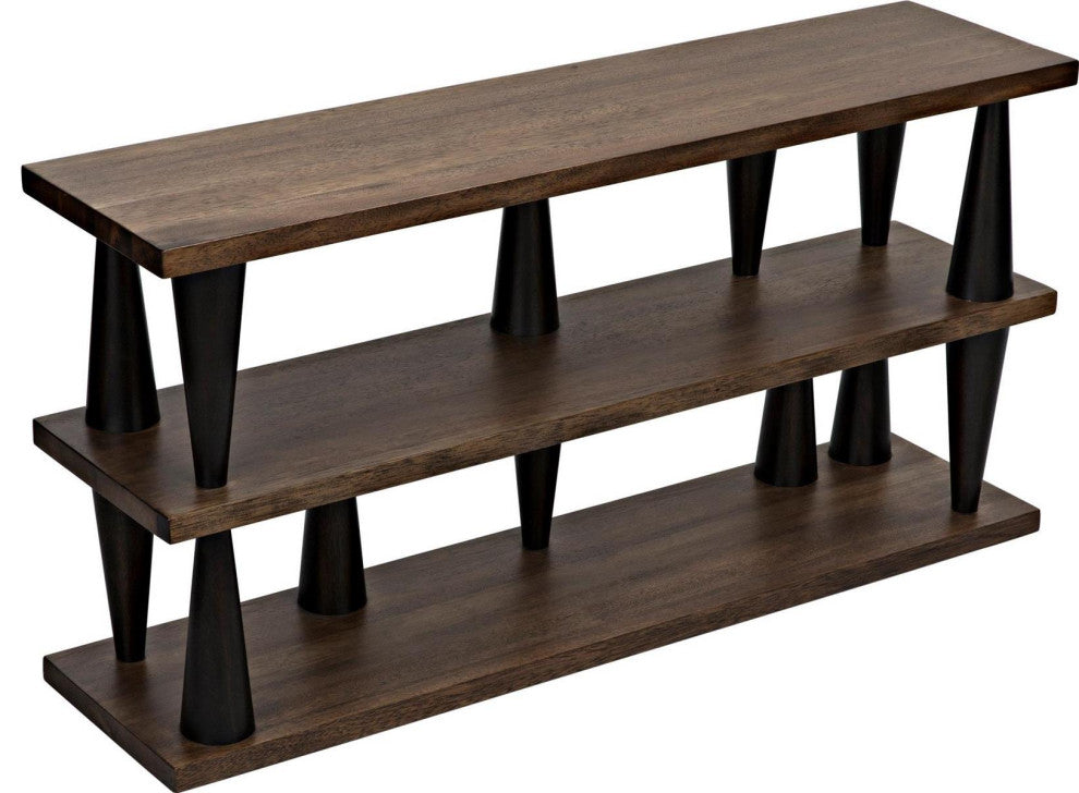 Ebony And Walnut Finish Console Table
