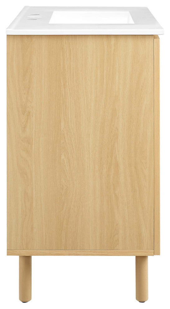 Calla 36" Perforated Metal Bathroom Vanity - White Oak