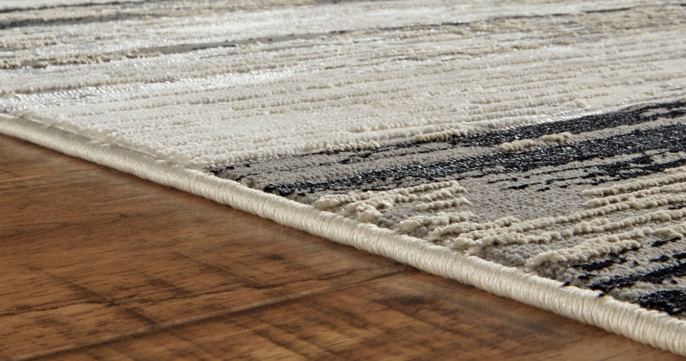 Orin R3338 Modern/Industrial Rug, Black/Silver, 13'x20'