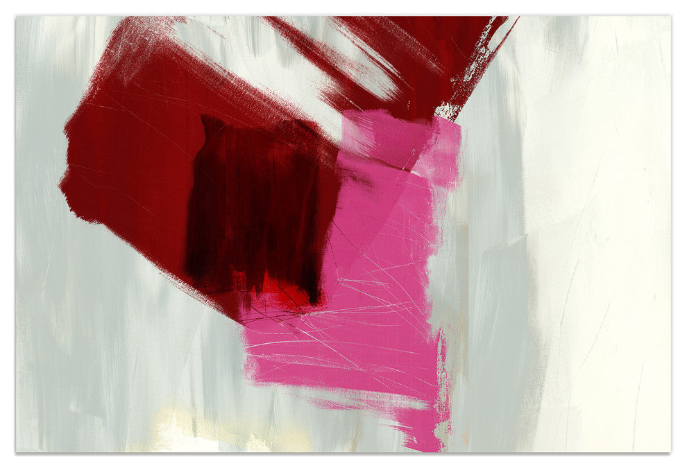 "Magenta Abstract" Wall Art Frameless Free Floating Tempered Glass