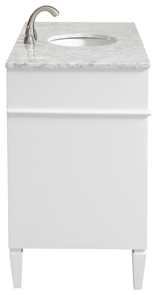 Home Living Vanity with Carrara White Marble Countertop, White, 48", Single Sink