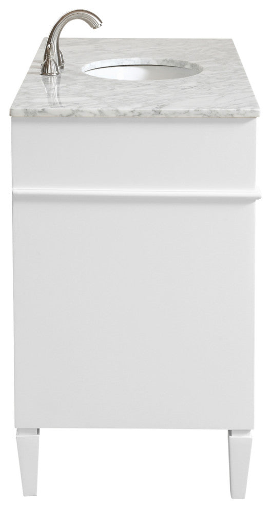 Home Living Vanity with Carrara White Marble Countertop, White, 48", Single Sink