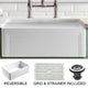 Olde London Reversible Farmhouse Single Bowl Kitchen Sink, Grid, Strainer, 33"