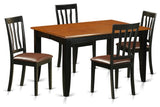 5-Piece Kitchen Table Set, Table and 4 Wooden Dining Chairs, Black and Cherry
