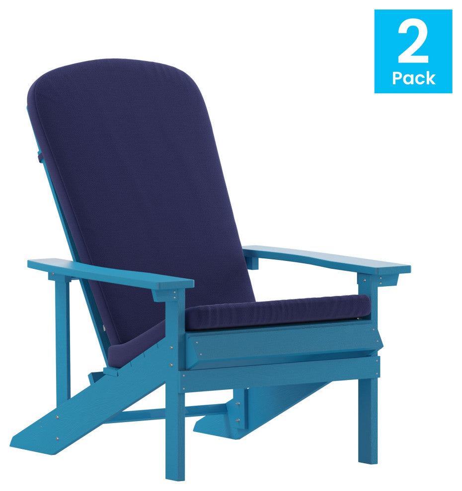 Charlestown Set of 2 Adirondack Chairs with Cushions, Blue