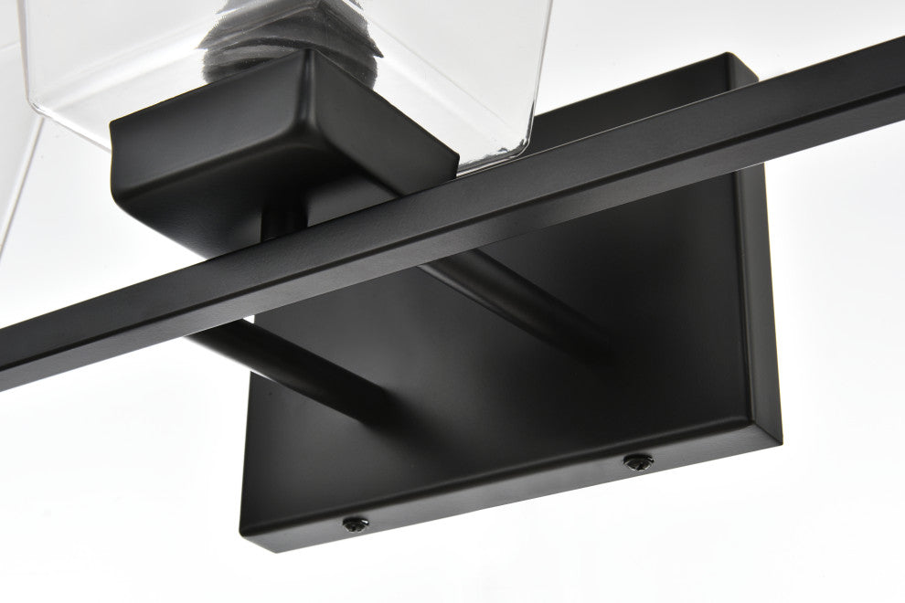 3 Light Black And Clear Bath Sconce